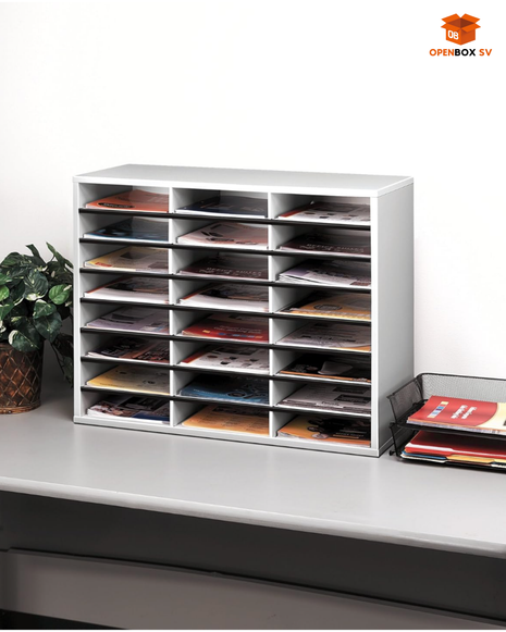 Organizador de libros, revistas y cartas, con 24 compartimentos