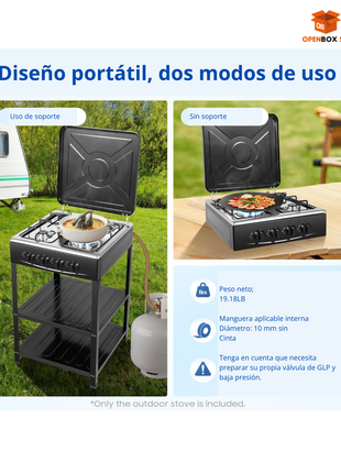 Cocina portatil de 4 quemadores