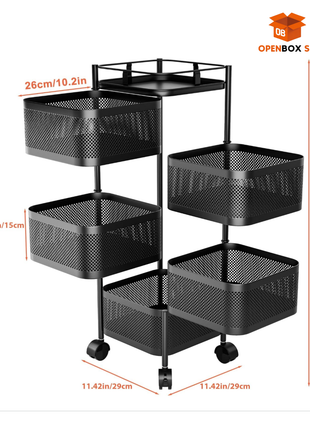 Estante giratorio de almacenamiento de cocina, carrito de despensa con ruedas de 5 capas, carrito de almacenamiento de frutas y verduras