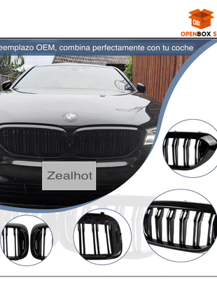Rejilla G30, parrilla frontal negra compatible con BMW Serie 5 G30 M5 530e 530i 540i 550i