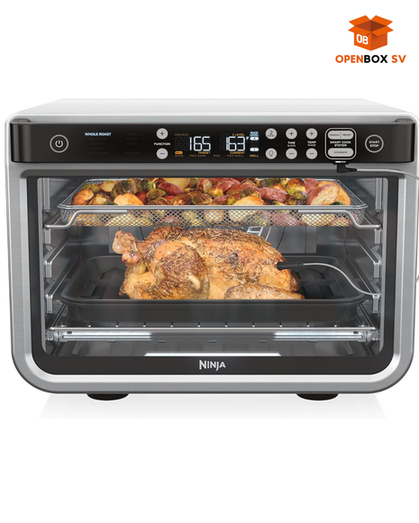 Horno de convección digital marca NINJA (capacidad XL) y un acabado de acero inoxidable