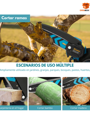 Mini motosierra eléctrica y portátil de 6 pulgadas, para podar ramas de árboles, usar en hogar y jardín
