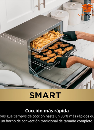 Horno de convección digital marca NINJA (capacidad XL) y un acabado de acero inoxidable