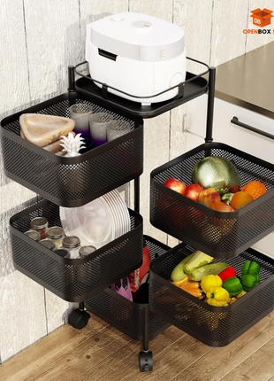 Estante giratorio de almacenamiento de cocina, carrito de despensa con ruedas de 5 capas, carrito de almacenamiento de frutas y verduras