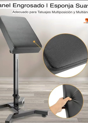 Soporte de brazos para tatuaje ajustable, cojín de cuero