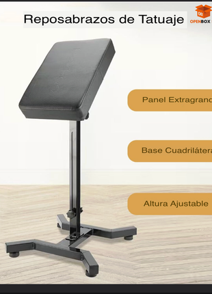 Soporte de brazos para tatuaje ajustable, cojín de cuero