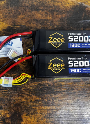 Zeee Premium Pro 6S 5200mAh Lipo Batería 22.2V 130C XT90 Plug (2 Paquetes)