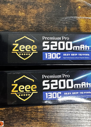 Zeee Premium Pro 6S 5200mAh Lipo Batería 22.2V 130C XT90 Plug (2 Paquetes)