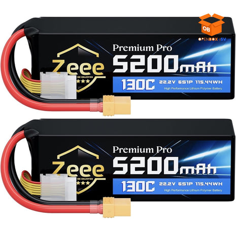 Set de 2 Baterías LiPo Zeee 6S 5200mAh 22.2V 130C – Alto Rendimiento RC